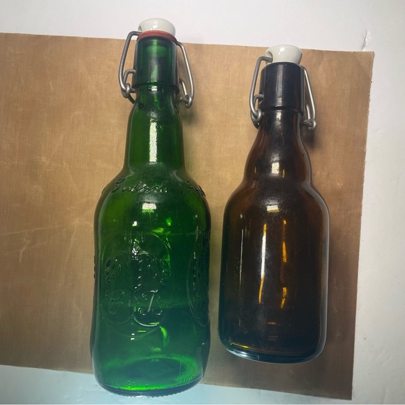 Grolsch Beer Bottle Green/brown Embossed Porcelain Swing Top Vintage Empty - Picture 4 of 16